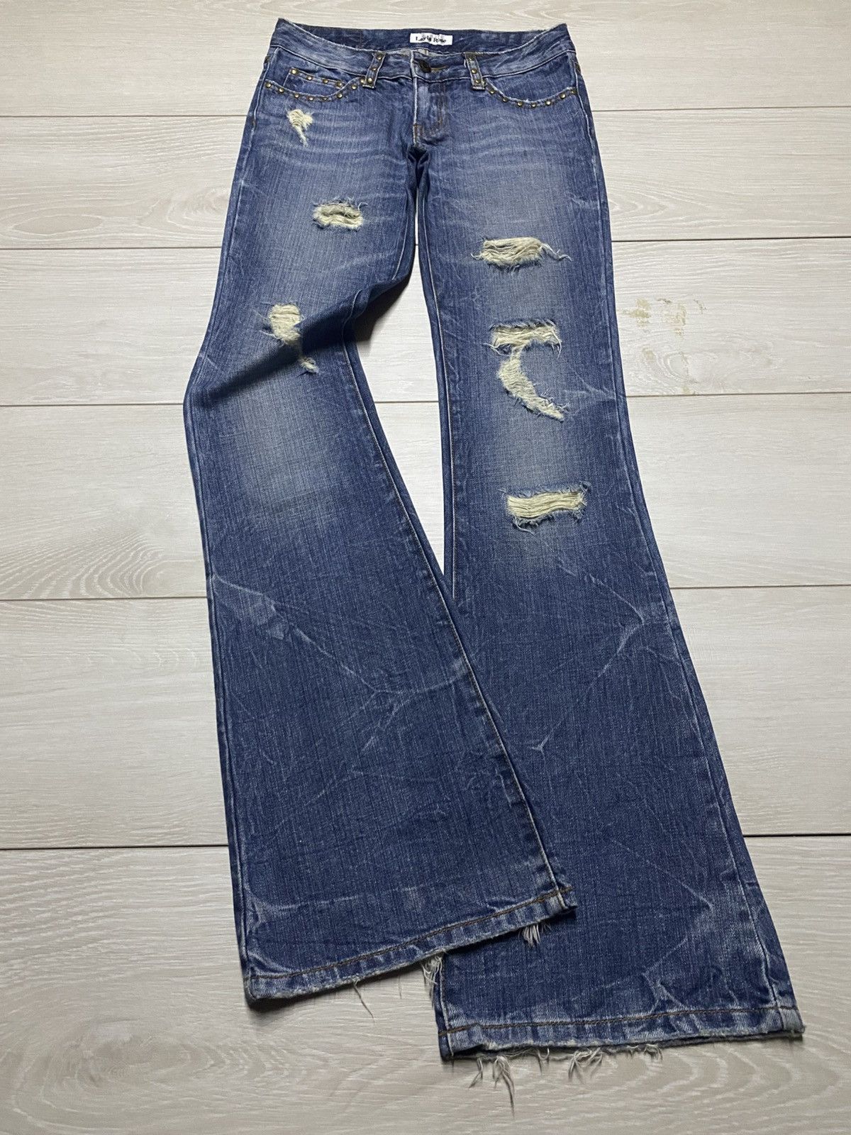 Tornado Mart Woman Layla Jean & Co Studded Y2K Flare Denim Size US 27 - 1 Thumbnail