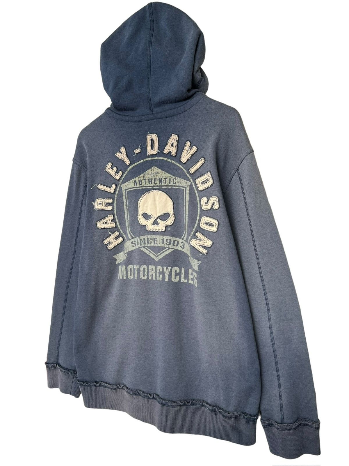 Harley Davidson Vintage Y2K Harley Davidson Zip Up Bones Skull Patch Hoodie Size US L / EU 52-54 / 3 - 5 Thumbnail