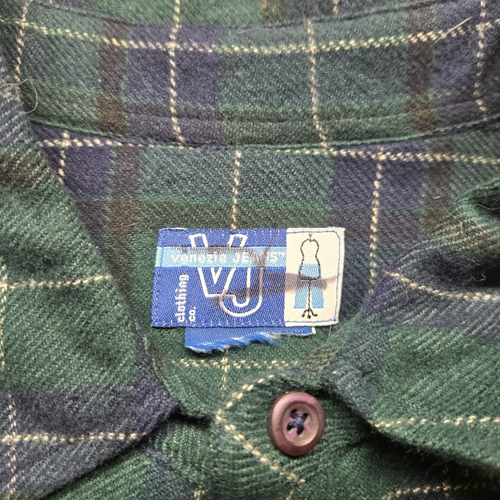 Vintage VINTAGE Venezia Jeans Jacket 2X Women's Plaid Green Flannel Short Zip Button Pockets Retro 80s 90s Casual Womens Size 40" / US 18 - 3 Thumbnail