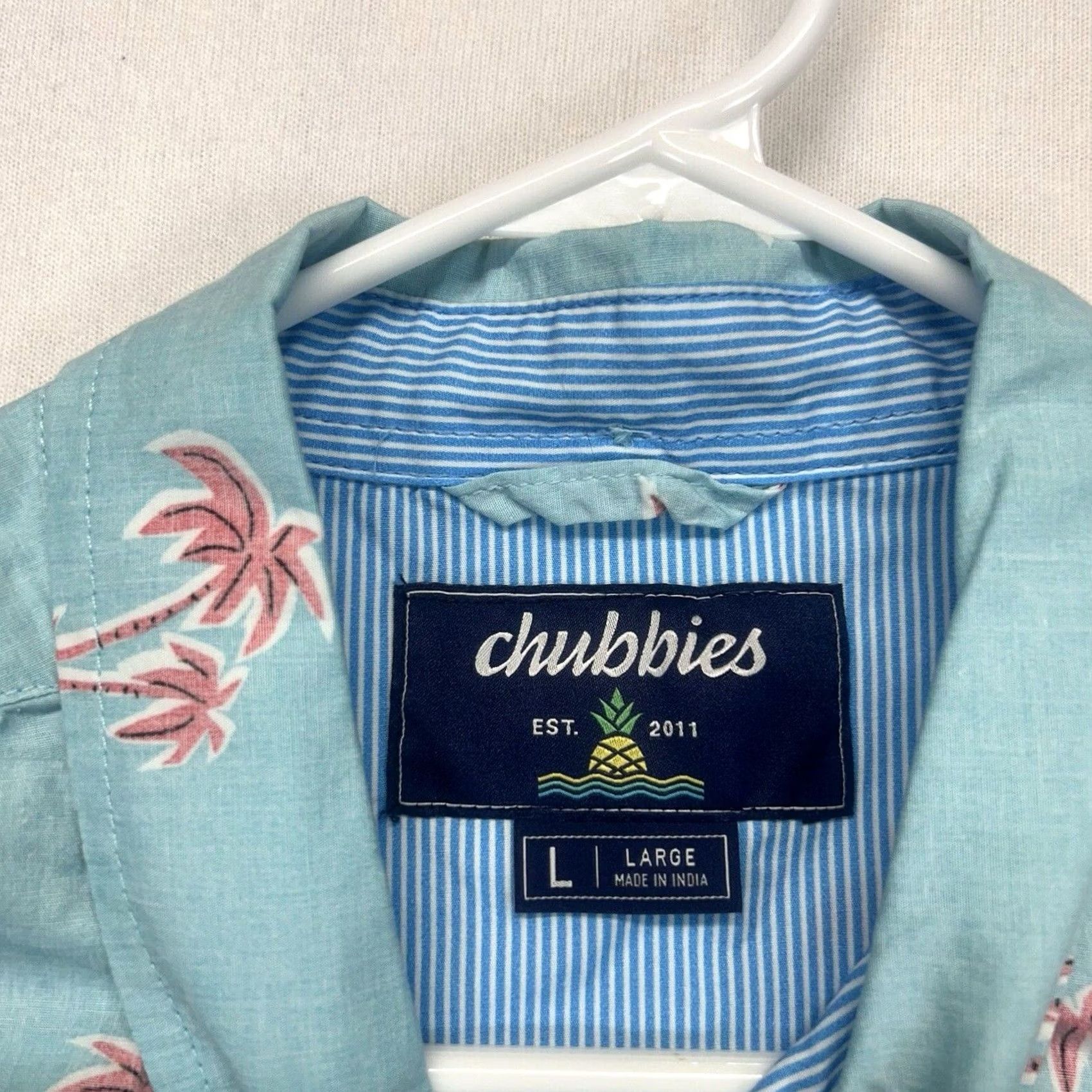 Chubbies Chubbies Button-Up Shirt Mens L Blue Palm Trees Geometric Beach Casual Shirt Size US L / EU 52-54 / 3 - 3 Thumbnail