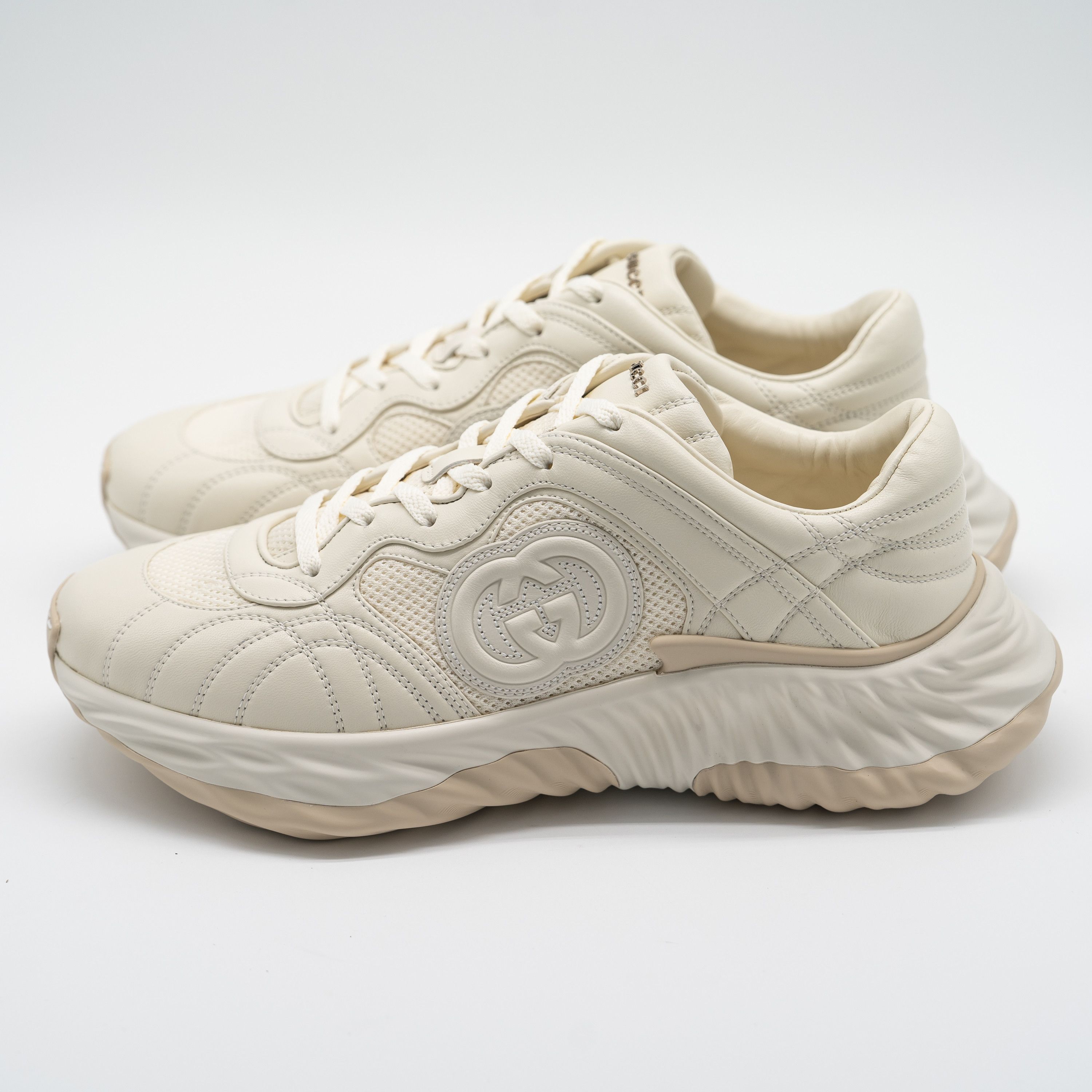 Gucci 10us Gucci Ripple Sneakers Off White GG Leather Interlocking Size US 10 / EU 43 - 4 Thumbnail