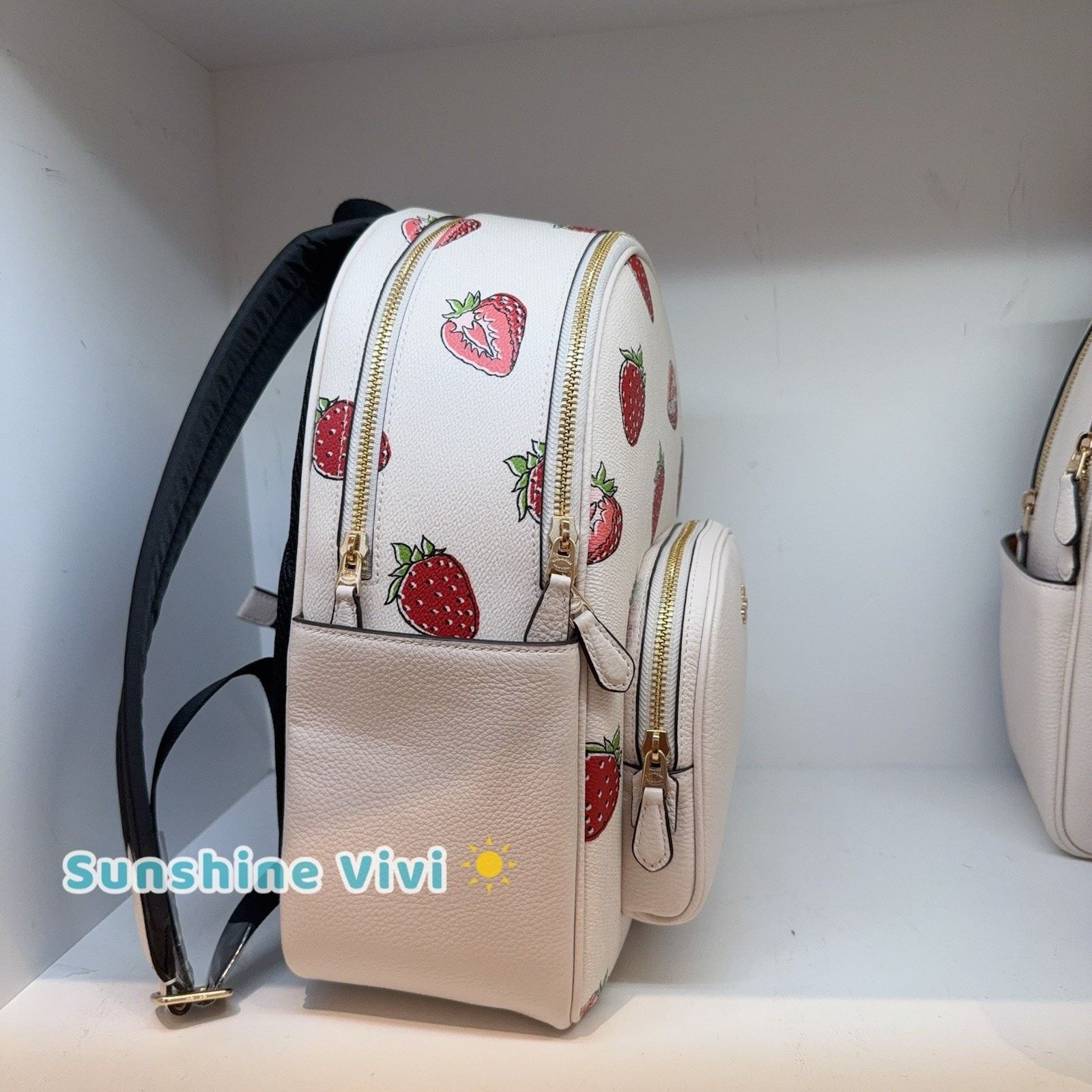 Coach NWT Coach Court Backpack Strawberry CAS94 Gold/Chalk Size ONE SIZE - 2 Thumbnail