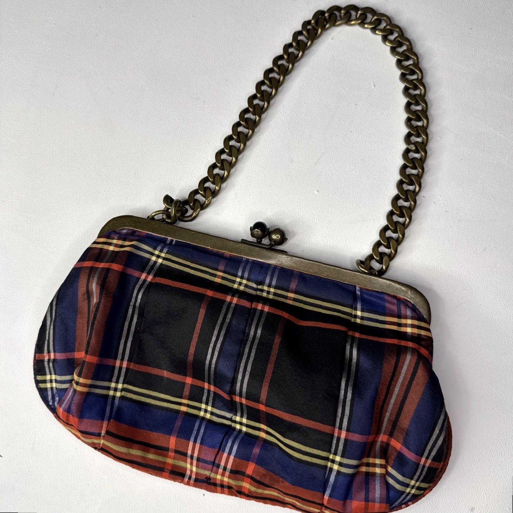 J.Crew J.CREW Clutch Women Plaid Chain Link Purse Bag Multicolor Polyester Size ONE SIZE - 2 Thumbnail