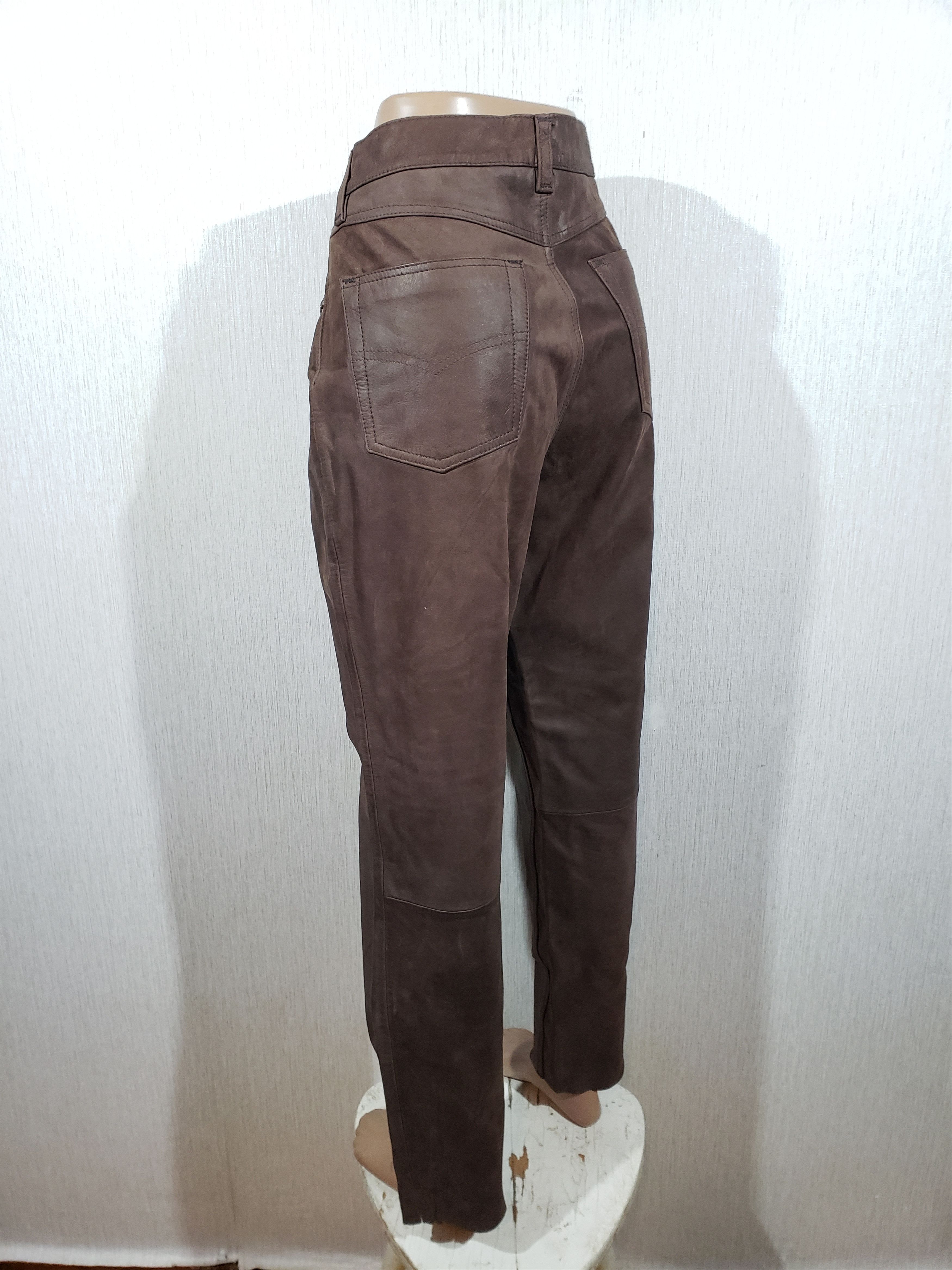 Genuine Leather Brown nubuck leather pants. Size US 33 - 6 Thumbnail