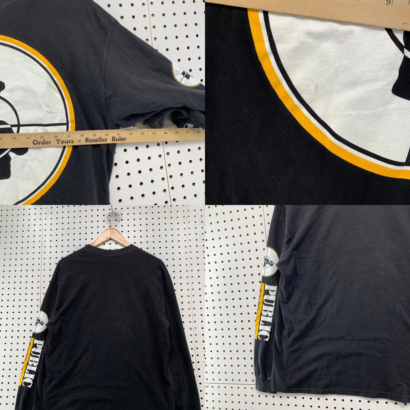 Hanes VINTAGE Public Enemy Long Sleeve T Shirt Mens L Hanes Beefy-T Black 90s Hip Hop Retro Graphic Logo Tee Size US L / EU 52-54 / 3 - 9 Thumbnail