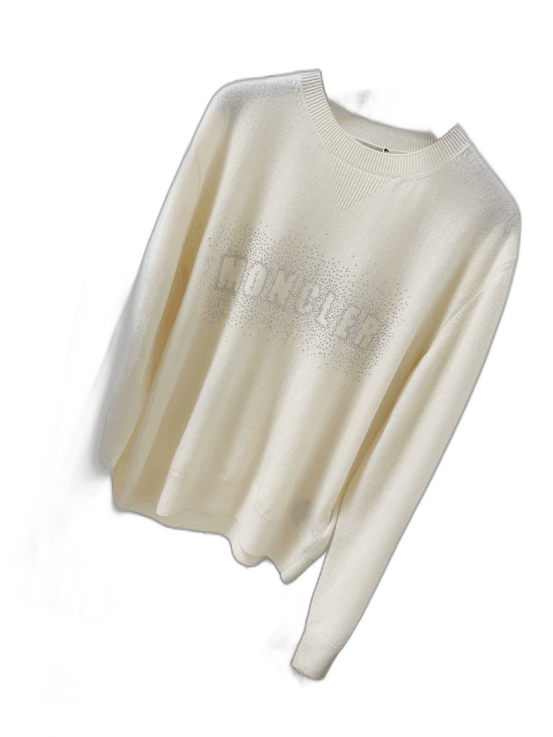 Moncler Beige Beaded Logo Knit Top