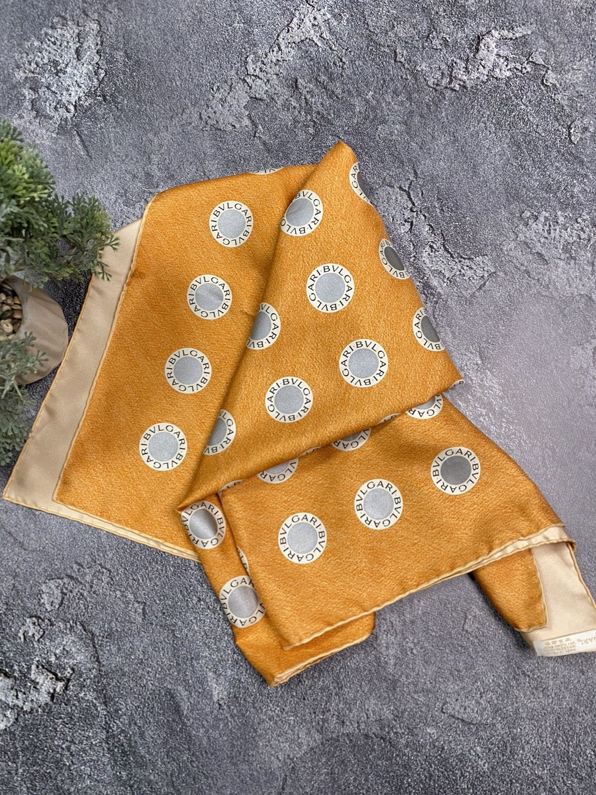 Bvlgari × Vintage Bvlgari vintage monogram silk scarf orange women Rare Size ONE SIZE - 2 Thumbnail