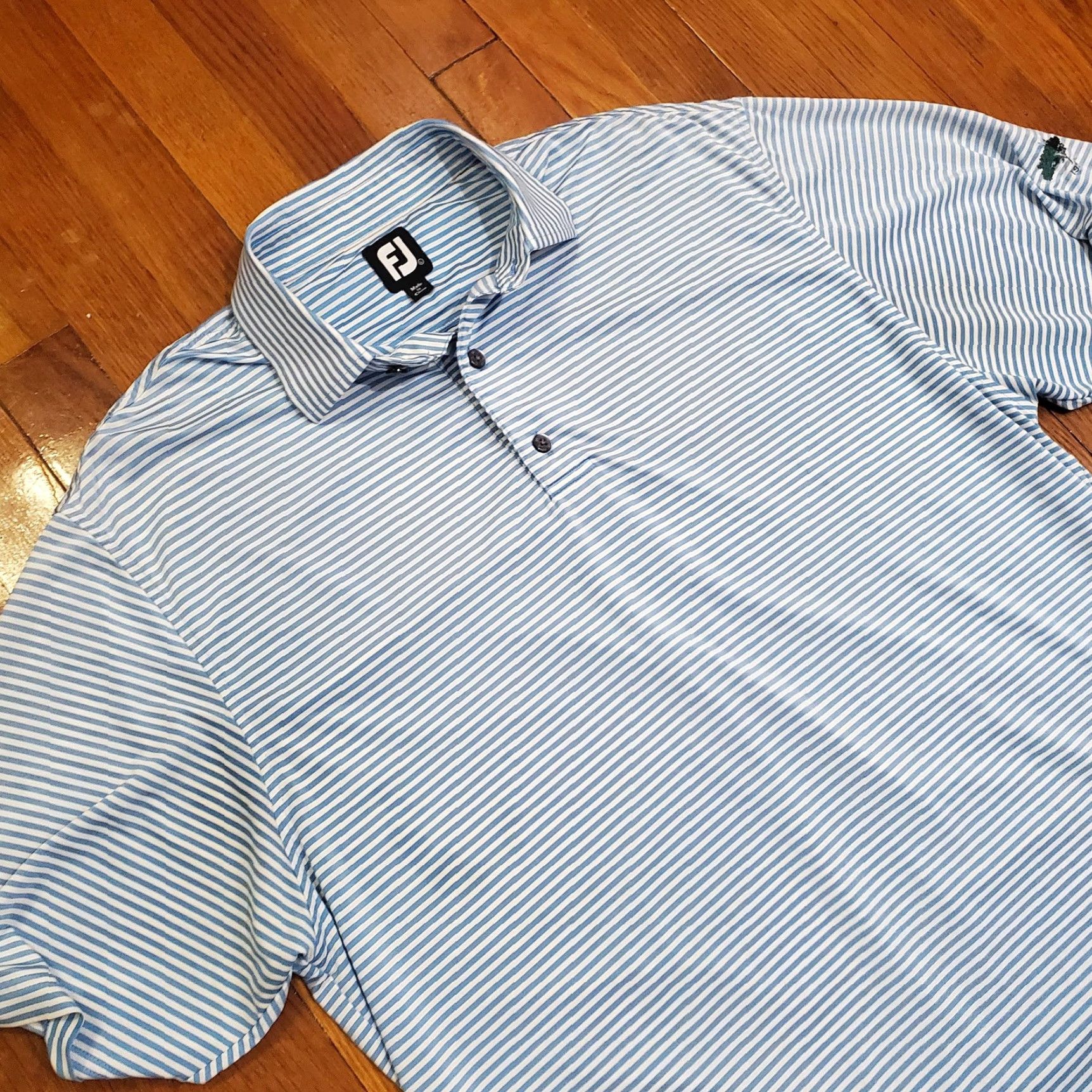 Footjoy FootJoy Polo Shirt Mens Large Blue Striped 1922 Tree Embroidery Performance Golf Shirt Size US L / EU 52-54 / 3 - 2 Thumbnail