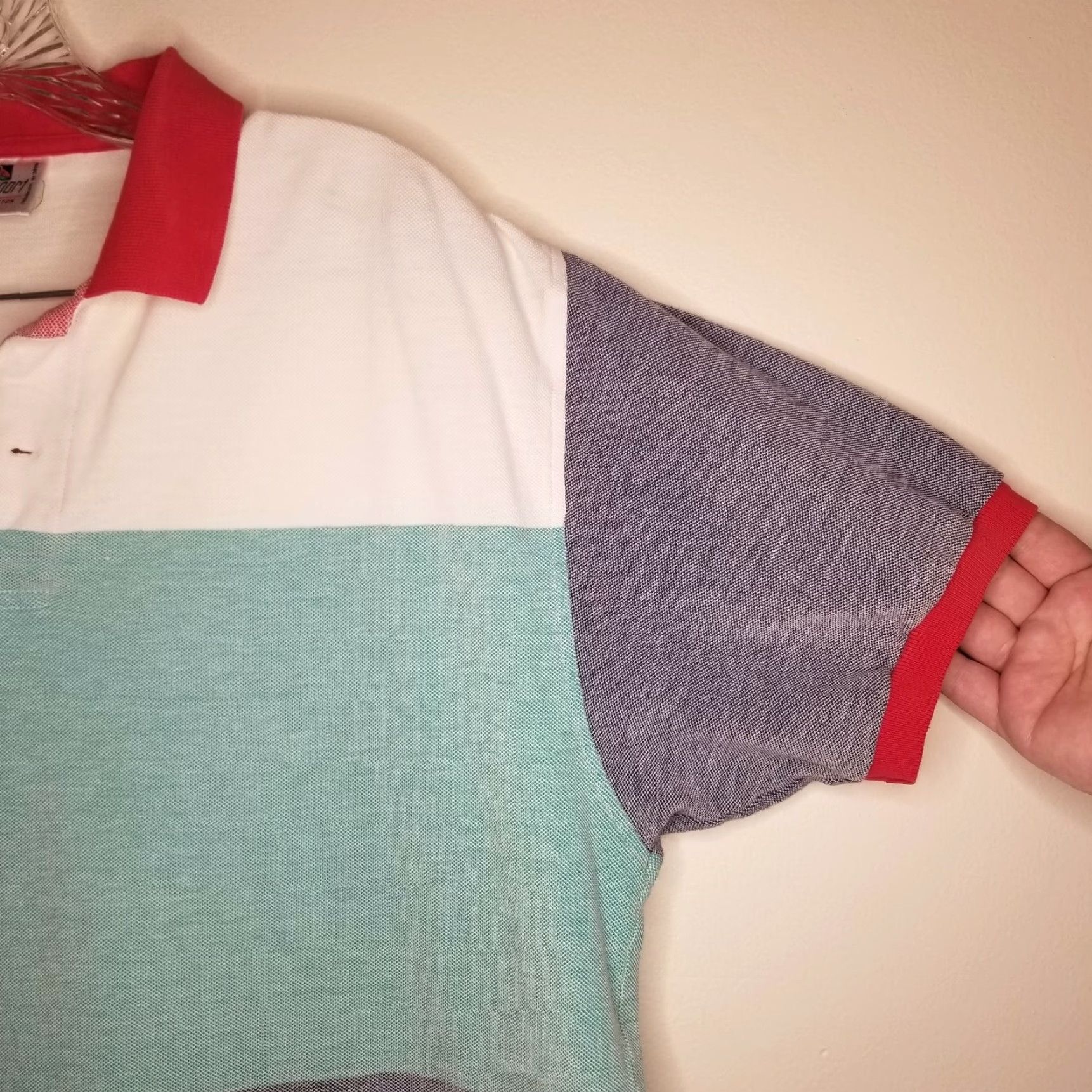 Vintage Norsport Polo Men XL 100% Cotton Blue Green White Mens Size US XL / EU 56 / 4 - 2 Thumbnail