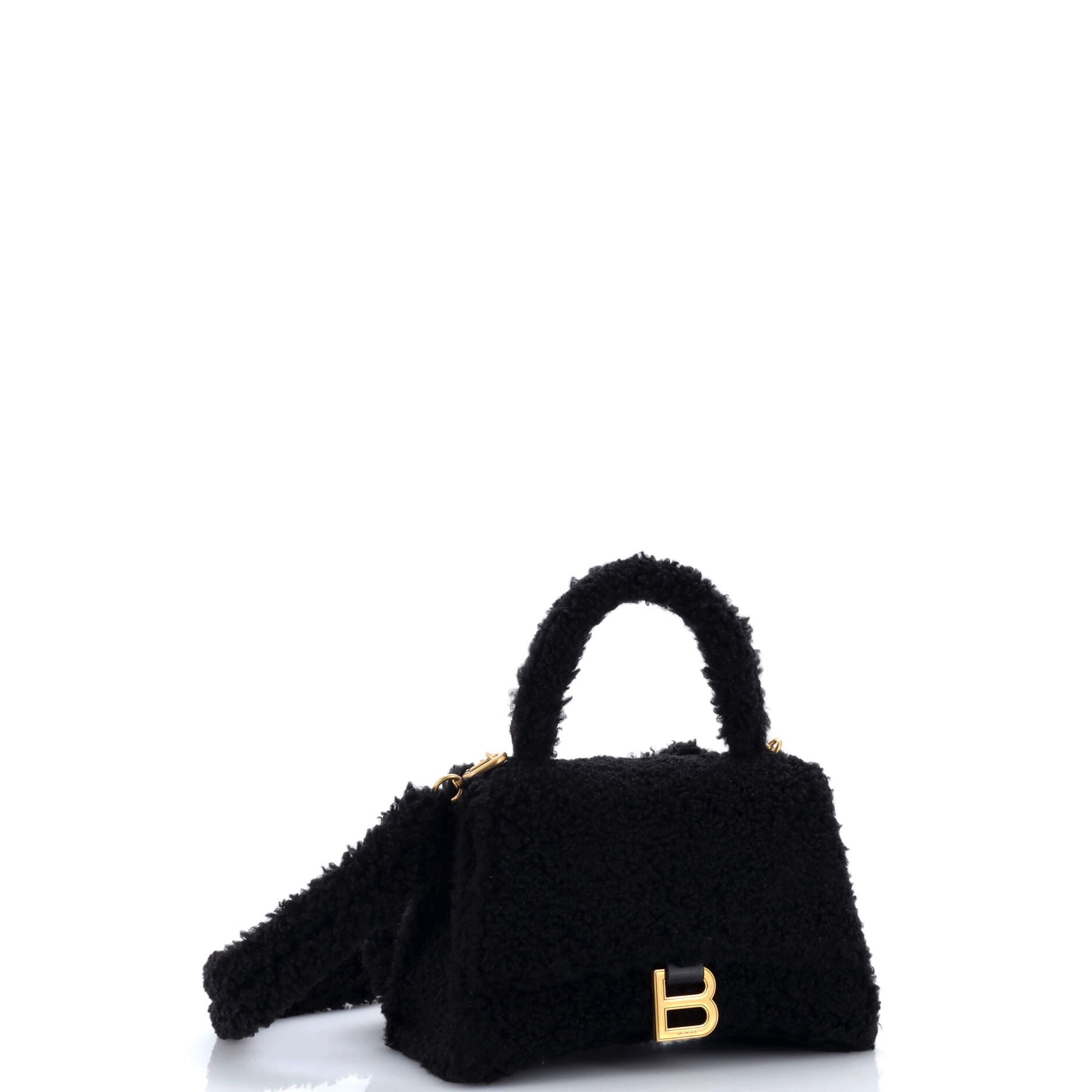 Balenciaga Fluffy Hourglass Top Handle Bag Faux Fur Small Size ONE SIZE - 1 Thumbnail