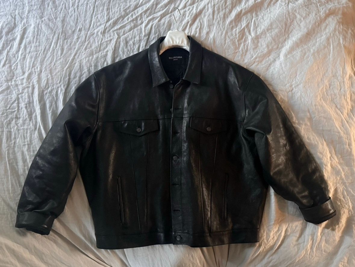 Balenciaga Balenciaga Leather Trucker Jacket Size US S / EU 44-46 / 1 - 1 Thumbnail