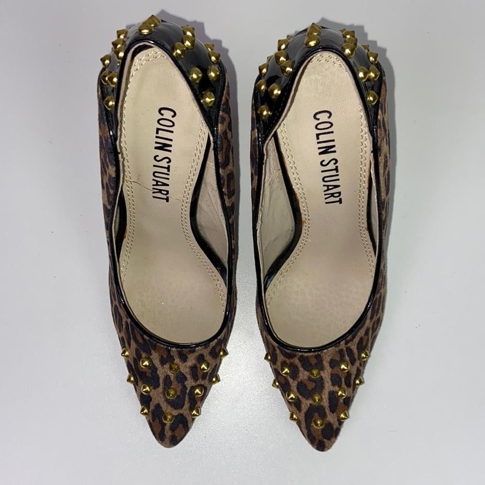 Designer ]Colin Stuart l Leopard Print Pumps W/ Gold Studs 6 Size US 6 / IT 36 - 2 Thumbnail