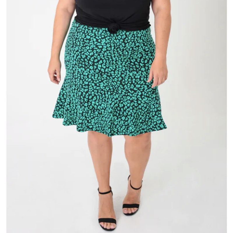 KIN NWT Kin By Kristine Cheetah Jacquard Trumpet Skirt PLUS 3X Size 42" / US 20 - 2 Thumbnail