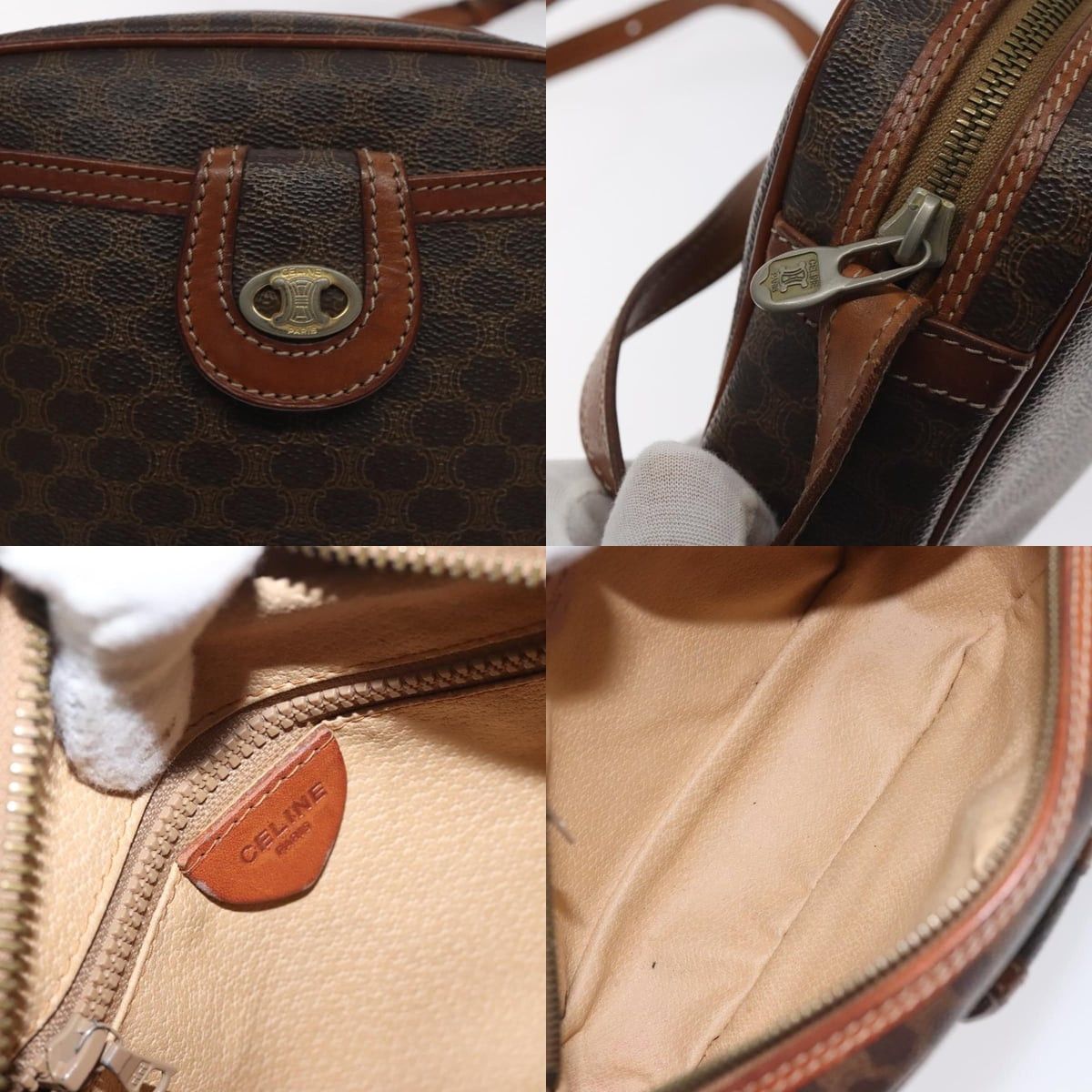 Celine CELINE Macadam Canvas Shoulder Bag Pvc Leather Brown Gold Size ONE SIZE - 11 Thumbnail