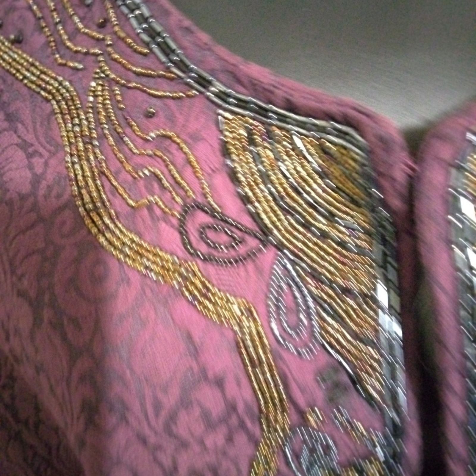 Chicos Chicos Womens Evening Jacket Purple Hook & Eye Beaded L/2 Size L / US 10 / IT 46 - 2 Thumbnail