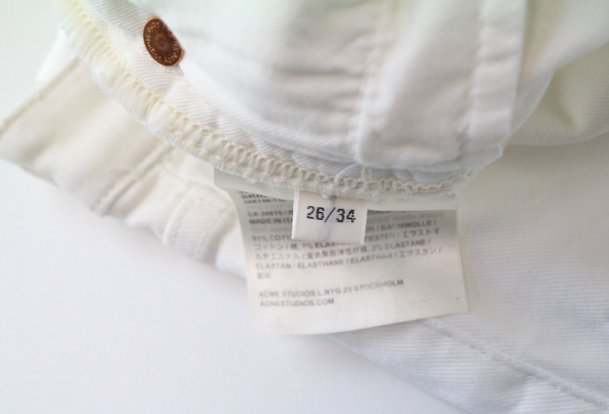 Acne Studios SKIN 5 W26/L34 White Skinny Stretch Jeans 75066 Size 26" / US 2 / IT 38 - 5 Thumbnail