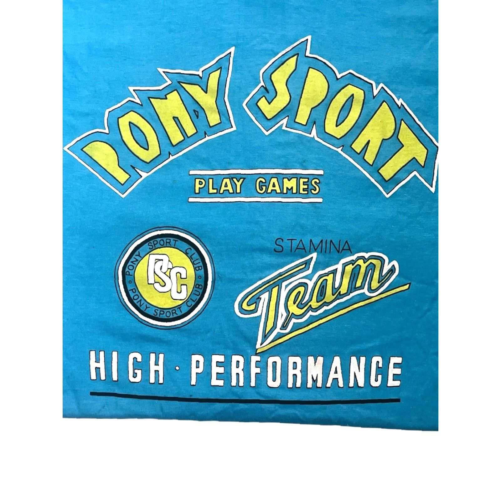 PONY VINTAGE PONY T-Shirt Mens M Blue 90s Deadstock NWT Cotton Blend Crew Neck 28" Long 17.5" Across 7" Sleeves Made in USA Size US M / EU 48-50 / 2 - 4 Thumbnail