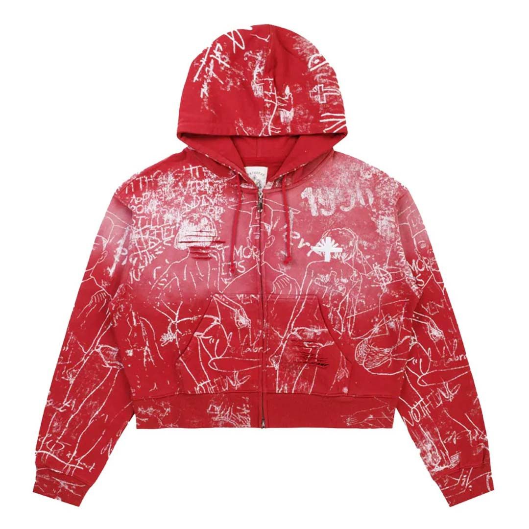Vertabrae Silo Sketch Cropped Zip Hoodie Red Size US L / EU 52-54 / 3 - 1 Thumbnail