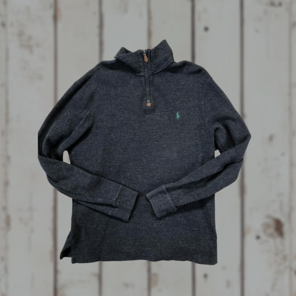 Polo Ralph Lauren Polo Ralph Lauren Sweater Mens Medium Gray Quarter Zip Mock Neck Pullover Knit Size US M / EU 48-50 / 2 - 1 Thumbnail