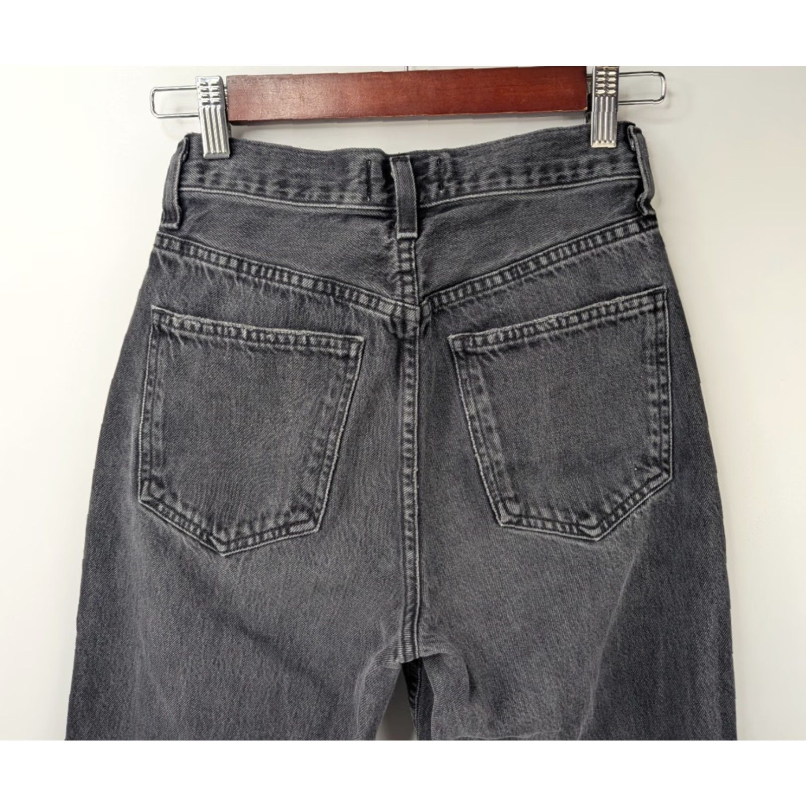 Agolde AGOLDE Jeans Womens 23 High Rise Straight Denim Black Charcoal Wash Size 40" / US 18 - 5 Thumbnail