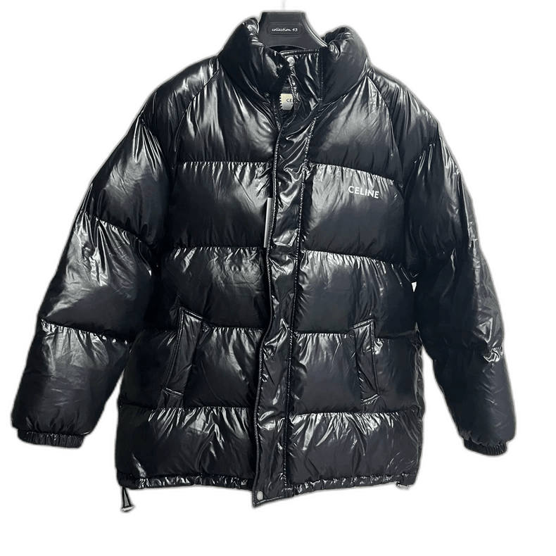 Celine Black Logo Print Stand Collar Down Jacket Size US L / EU 52-54 / 3 - 1 Thumbnail