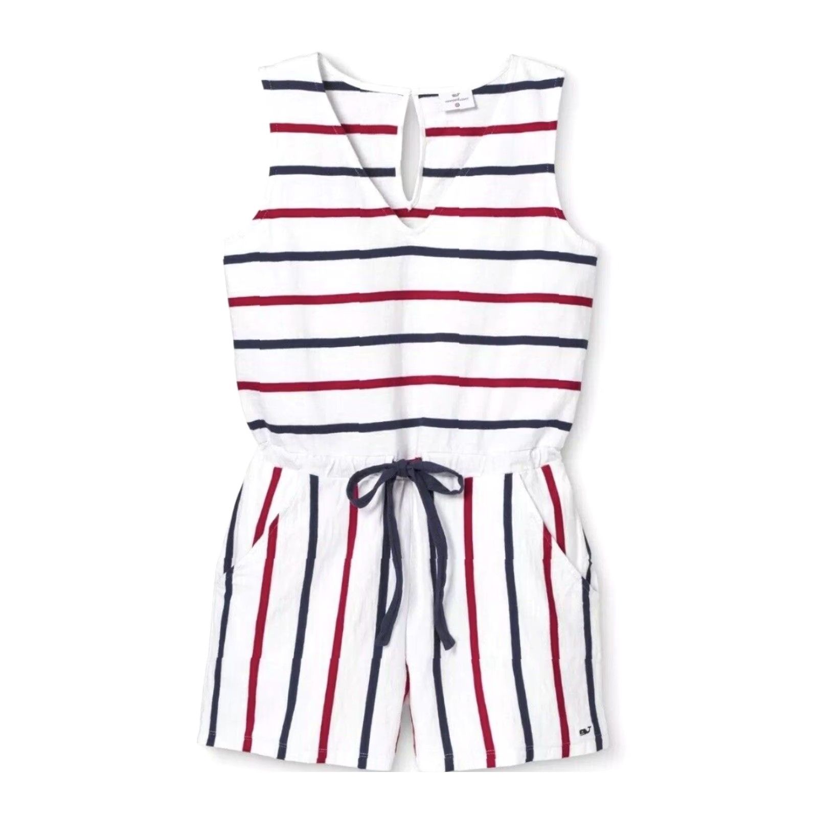 Vineyard Vines Romper Women\'s Striped Sleeveless Red Blue Size M Target New