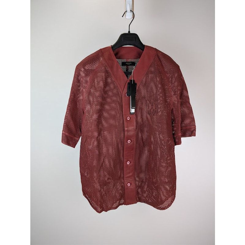 Amiri o1rshd1 MA Perforated Baseball Shirt in Sun Dried Tomato Size US M / EU 48-50 / 2 - 8 Thumbnail