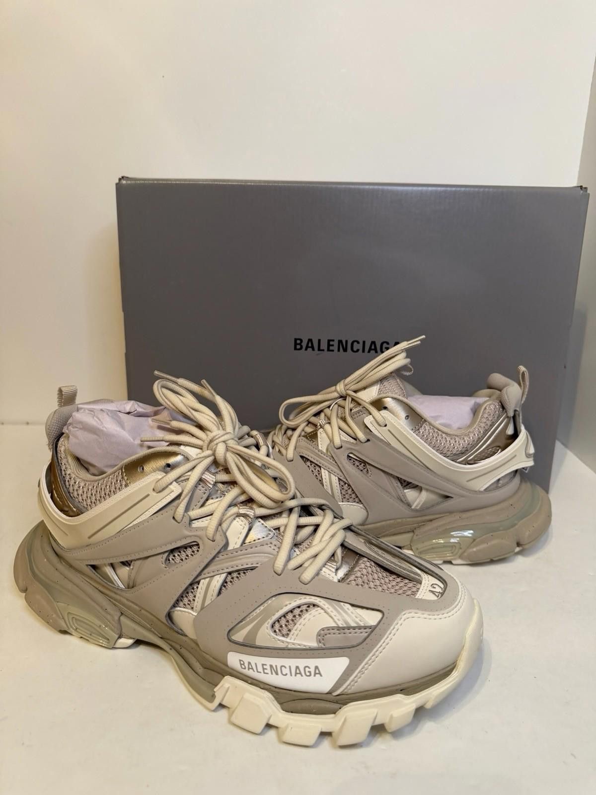 Balenciaga Track Sneakers Speckled Beige SZ 46 Brand New