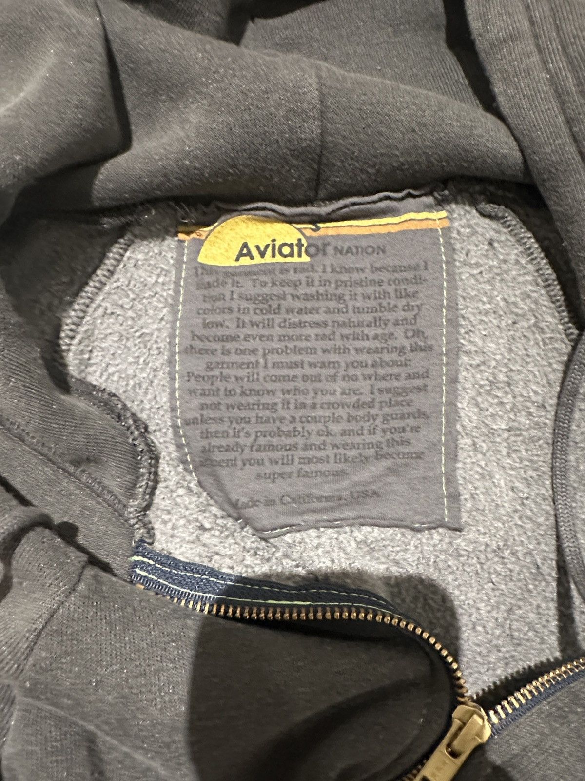 Aviator Nation Aviator Nation Zip-Up Hoodie – Gray w/ Striped Sleeves – S Size US S / EU 44-46 / 1 - 2 Thumbnail