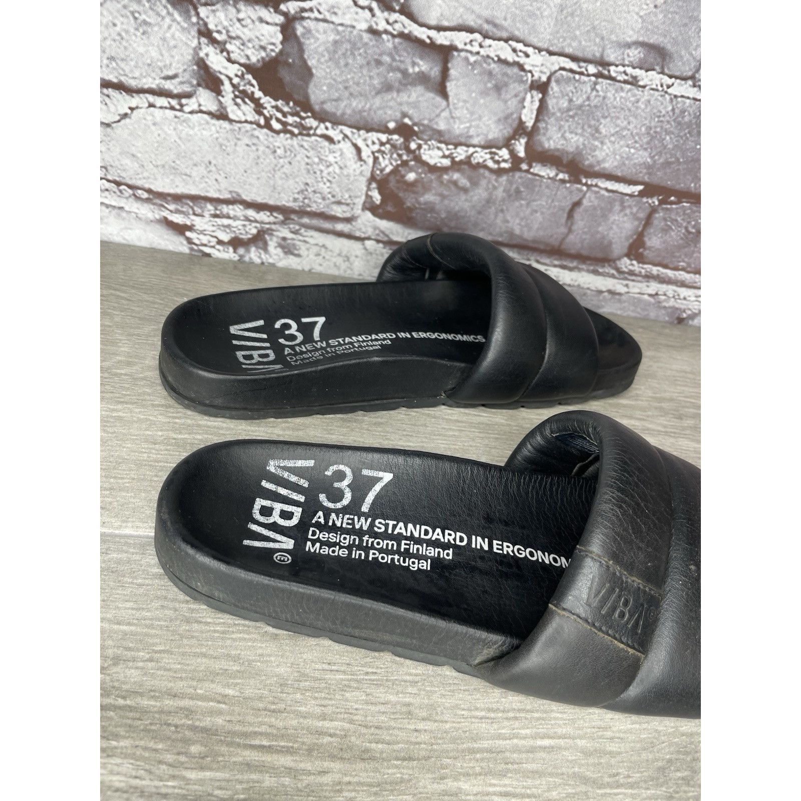 Other VIBA Porto Preto Black Leather Portugal Slides Sandals Women Size US 6.5 / IT 36.5 - 10 Thumbnail