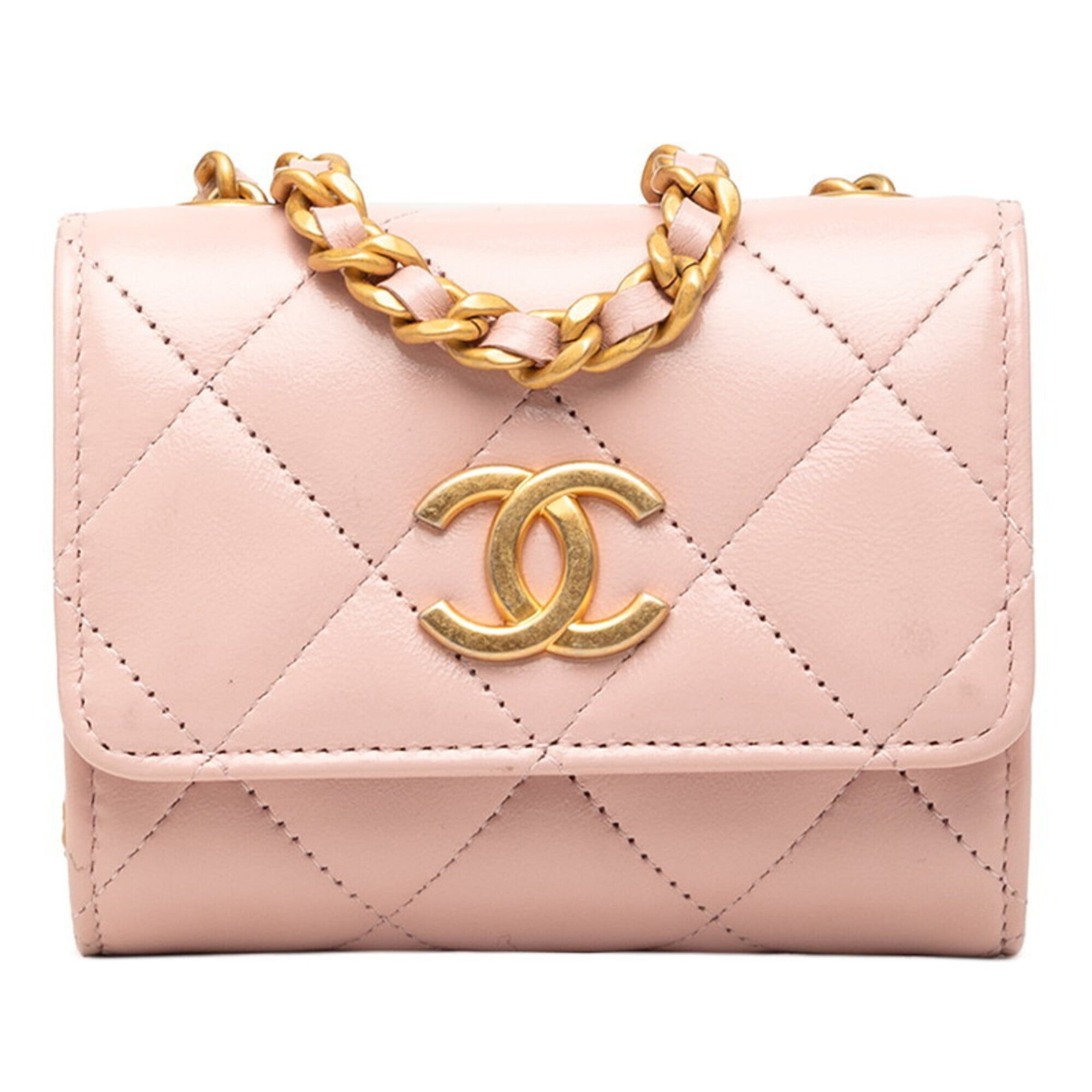 Chanel Chanel Coco Mark Mini Matelassé Crossbody Chain Shoulder Bag, Pink Lambskin, Women's CHANEL Size ONE SIZE - 1 Thumbnail