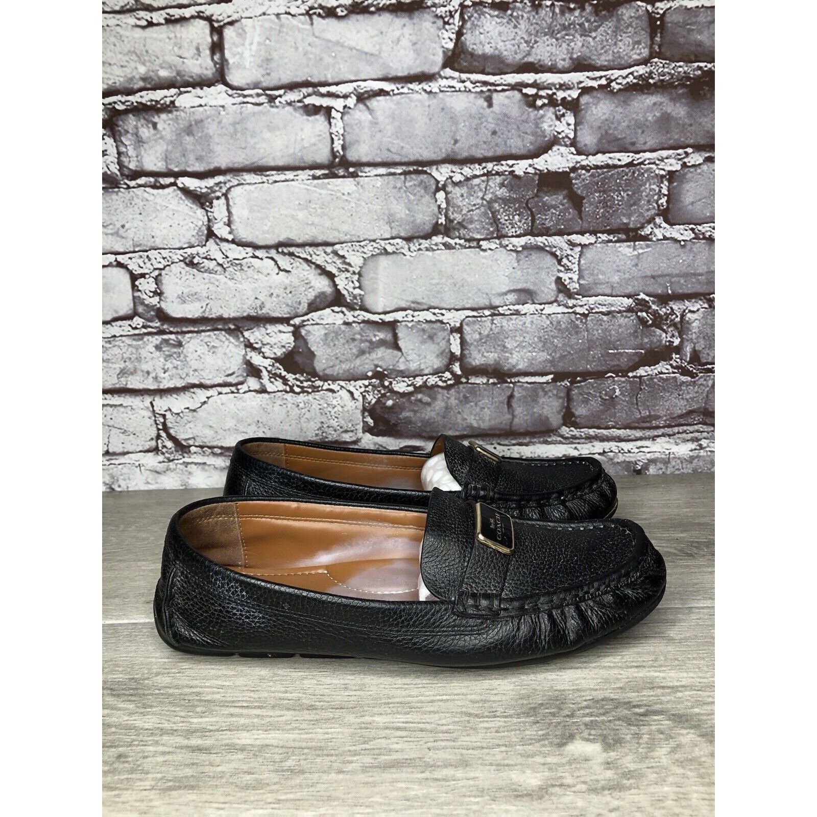 Coach Coach Black Pebbled Leather Badge Moccasin Loafers Shoes Wom Size US 8.5 / IT 38.5 - 19 Thumbnail