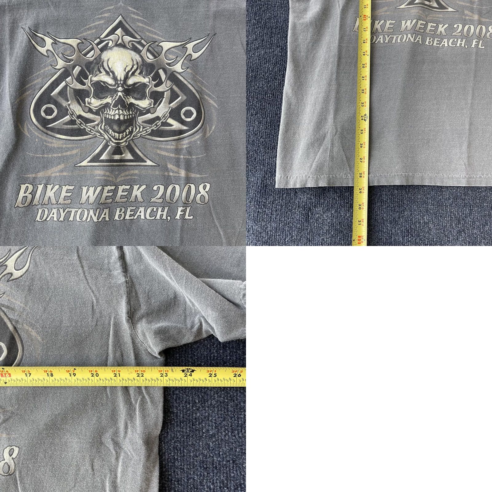 Anvil VINTAGE Bike Week 2008 Shirt Mens Large Gray Daytona Beach Skull Biker Tee 00s Size US L / EU 52-54 / 3 - 8 Thumbnail