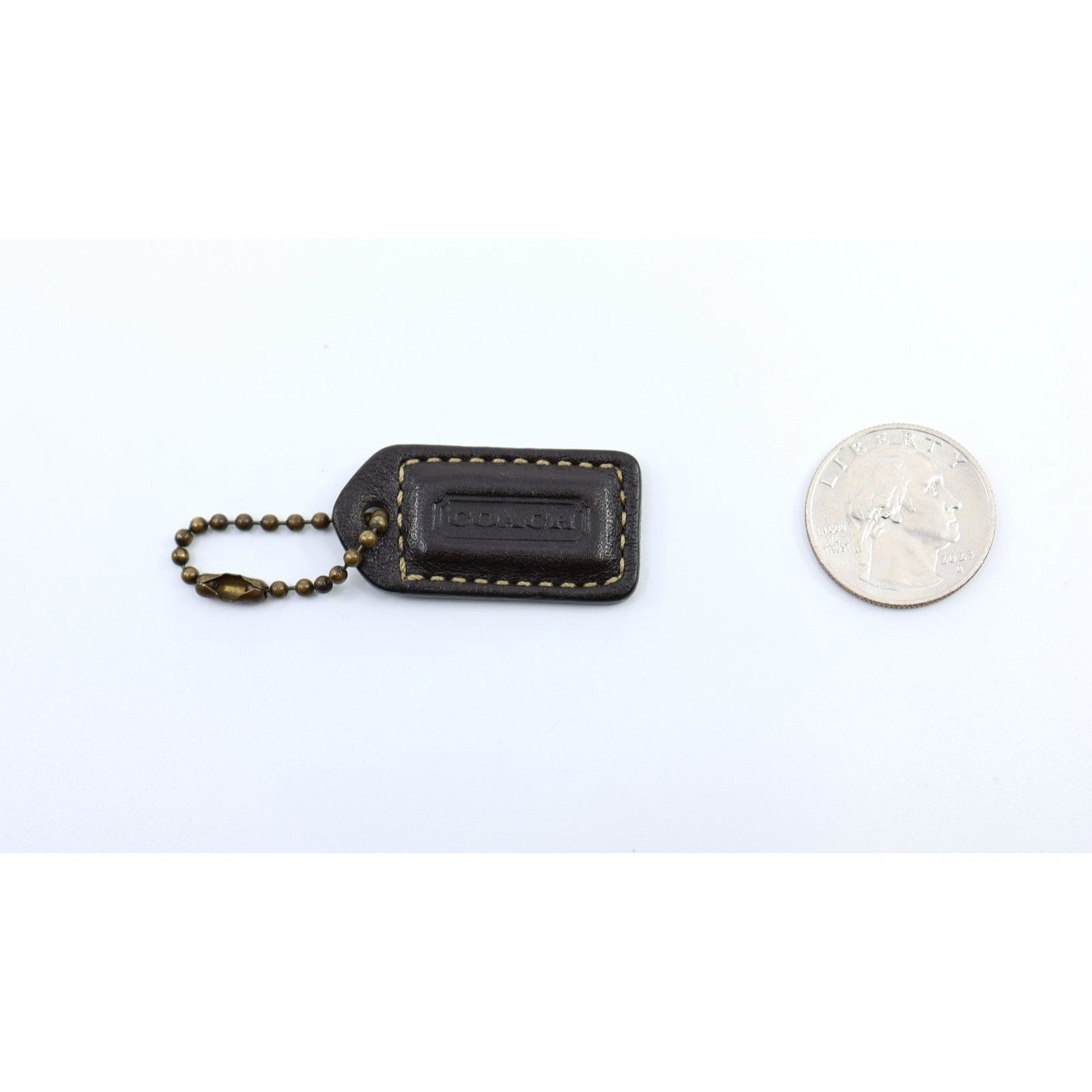 Coach 1.5" Small COACH Brown Leather Brass Hardware Charm Hang Tag Size ONE SIZE - 1 Thumbnail