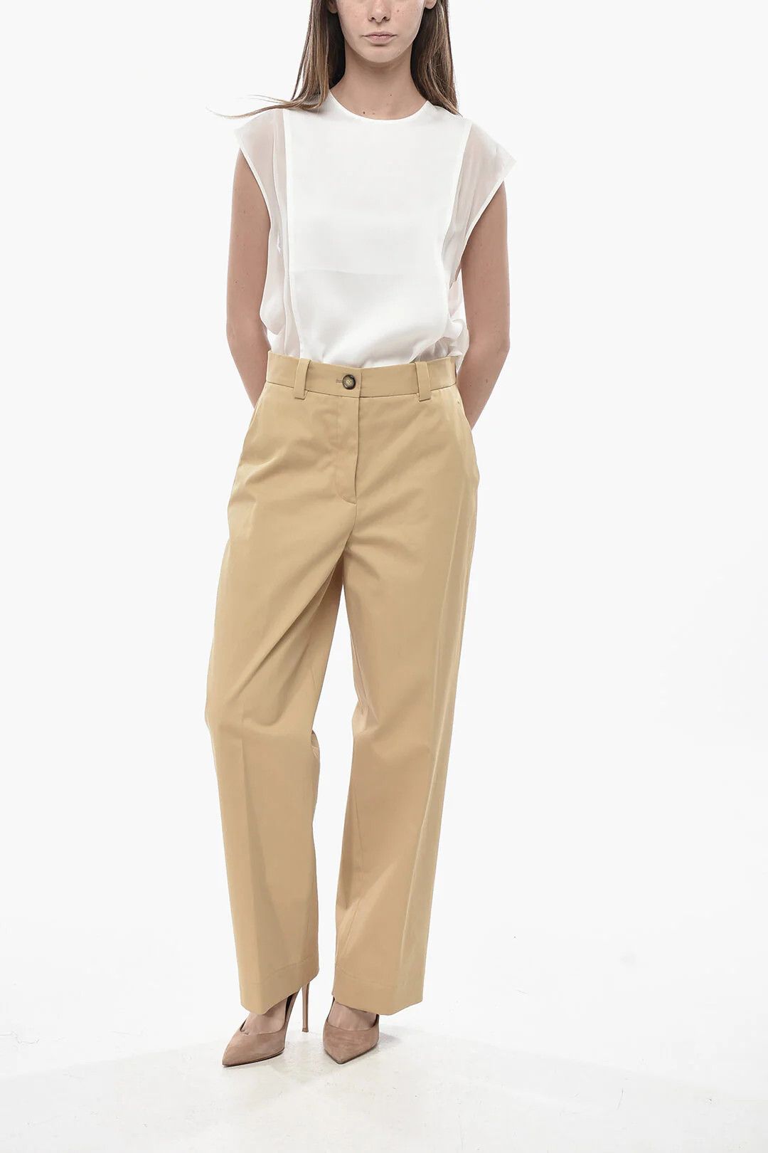 KHAITE og1mm0426 Pure Cotton Chino Gari Pant in Beige Size 27" / US 4 / IT 40 - 4 Thumbnail