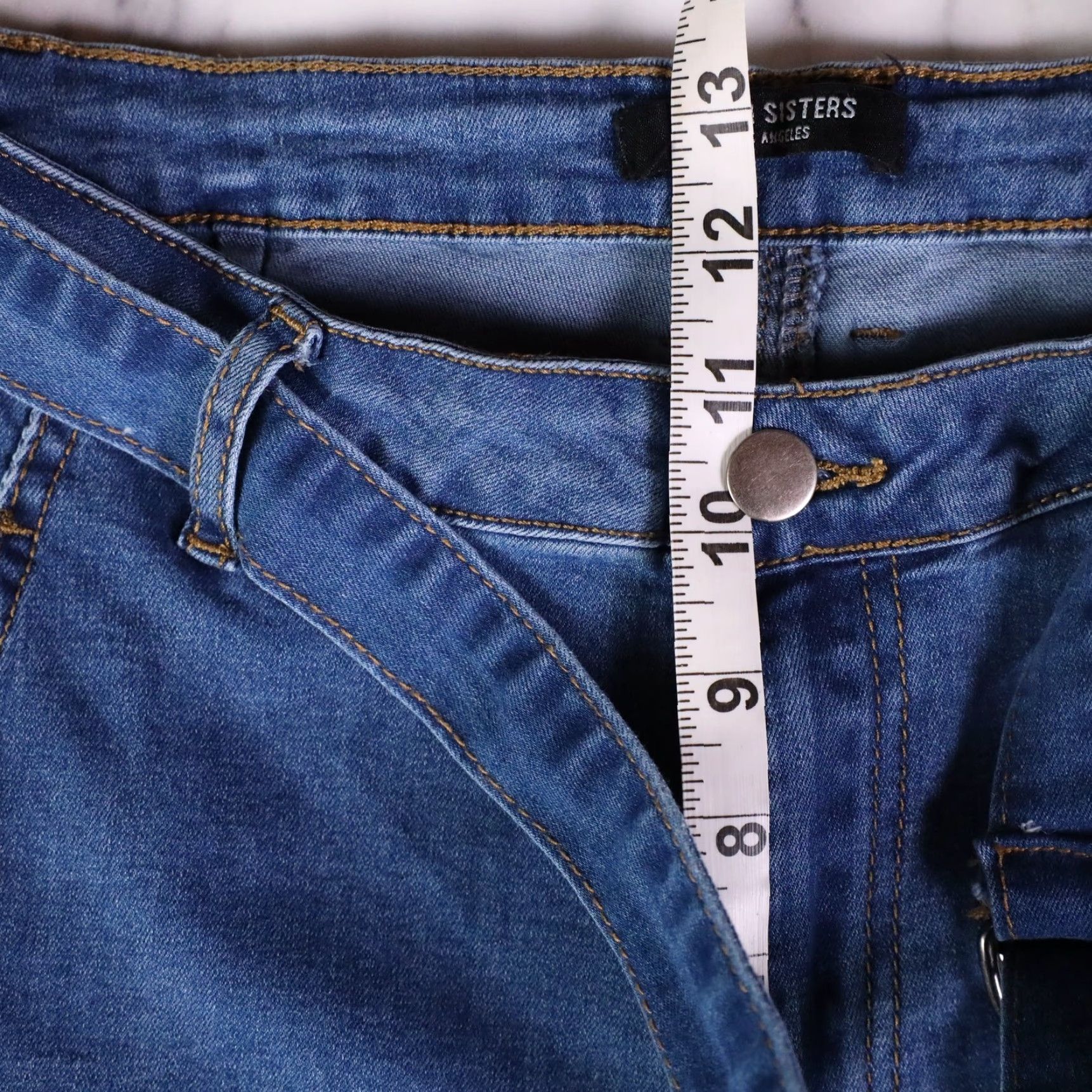 Vintage Twiin Sisters Jeans Cargo Skinny High Rise Belted 26in Waist Womens Medium Blue NWT Size 32" / US 10 / IT 46 - 6 Thumbnail