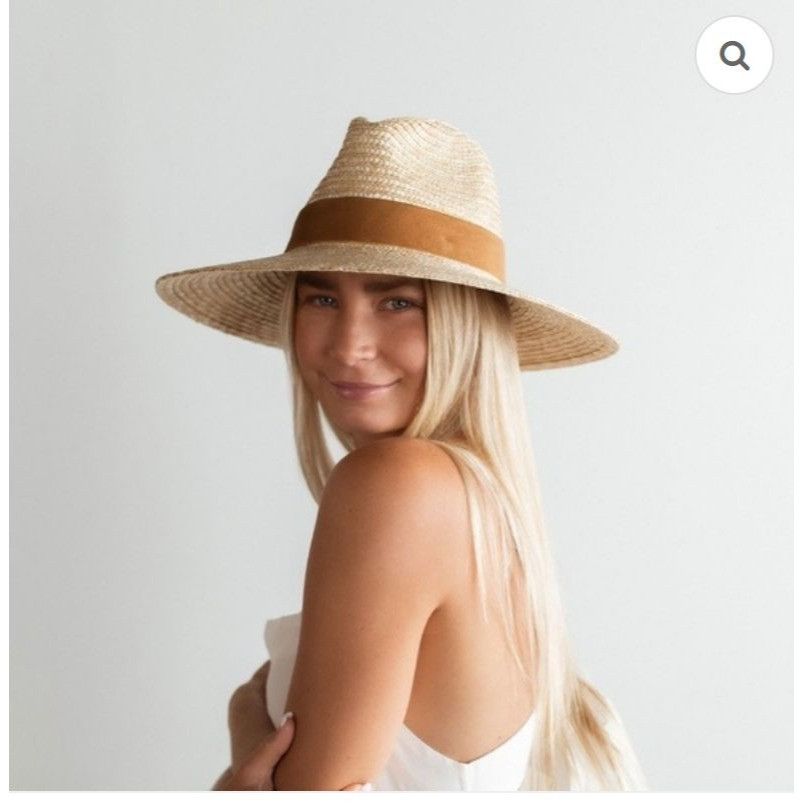 Other NWT Gigi Pip Isla Straw Fedora Hat S/M 57cm Adjustable Wide Size ONE SIZE - 1 Thumbnail