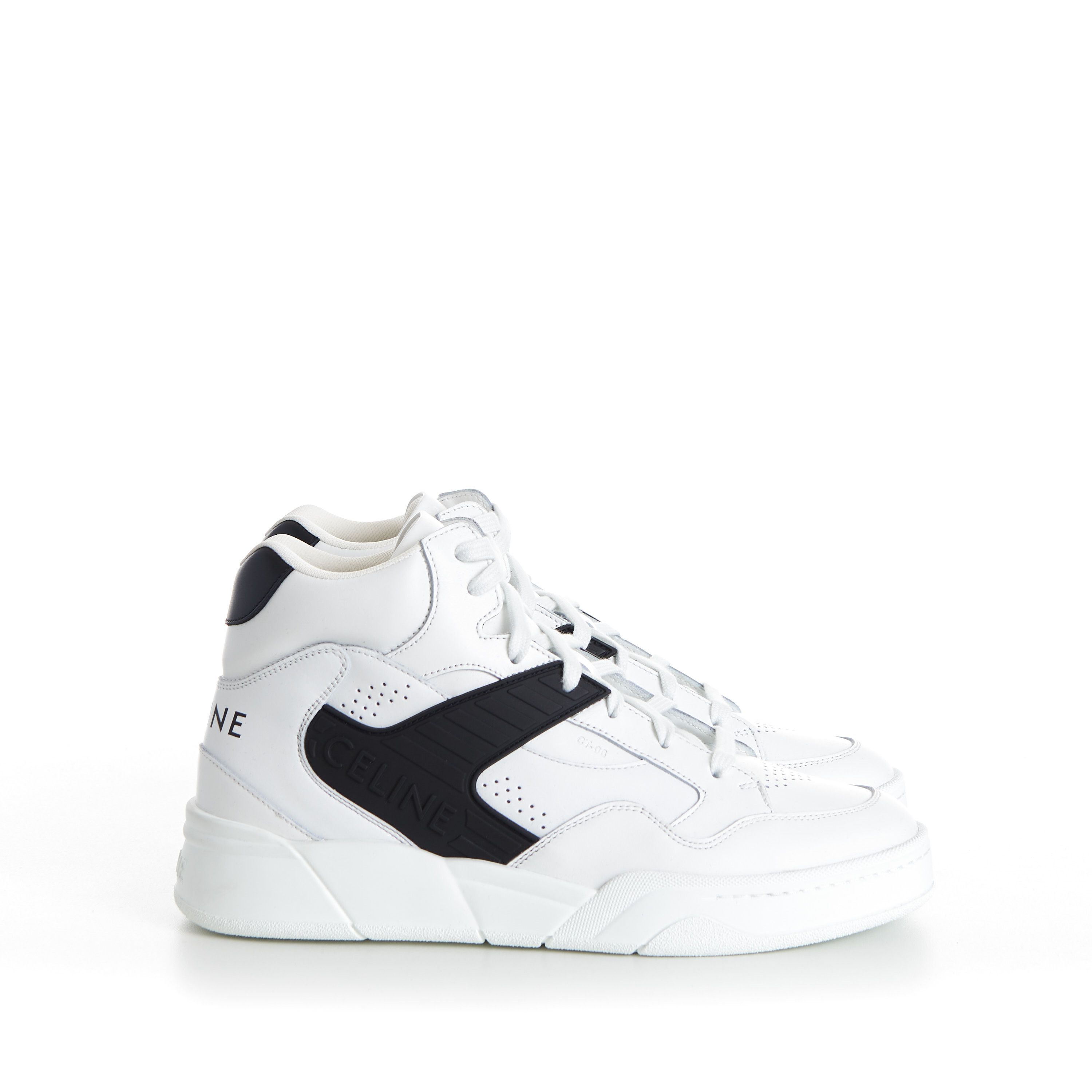 Celine Men's CT-06 High Top Sneaker - White/Black Calfskin Leather Size US 6 / EU 39 - 2 Thumbnail