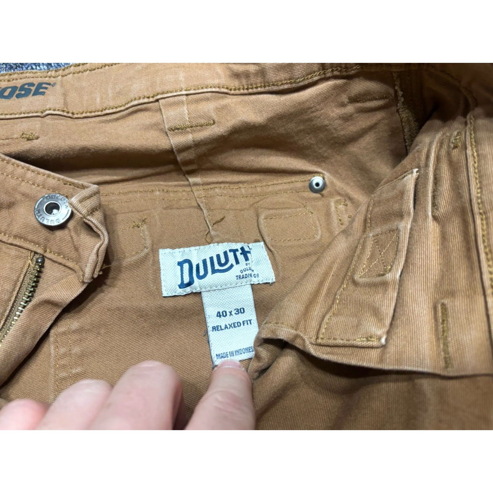 Vintage Duluth Mens Pants Carpenter Workwear 40x30 Brown Canvas Cotton Flex Fire Hose Straight Leg 30 In Inseam 32 Waist Relaxed Regular USA Theme C4 Size US 40 / EU 56 - 4 Thumbnail
