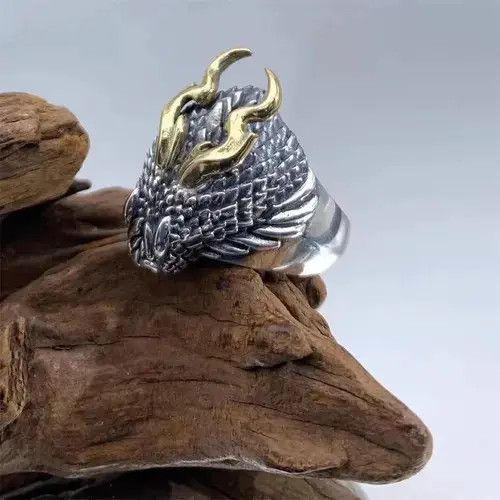 VIBE Silver Color Horn Dragon Rings Size ONE SIZE - 2 Thumbnail