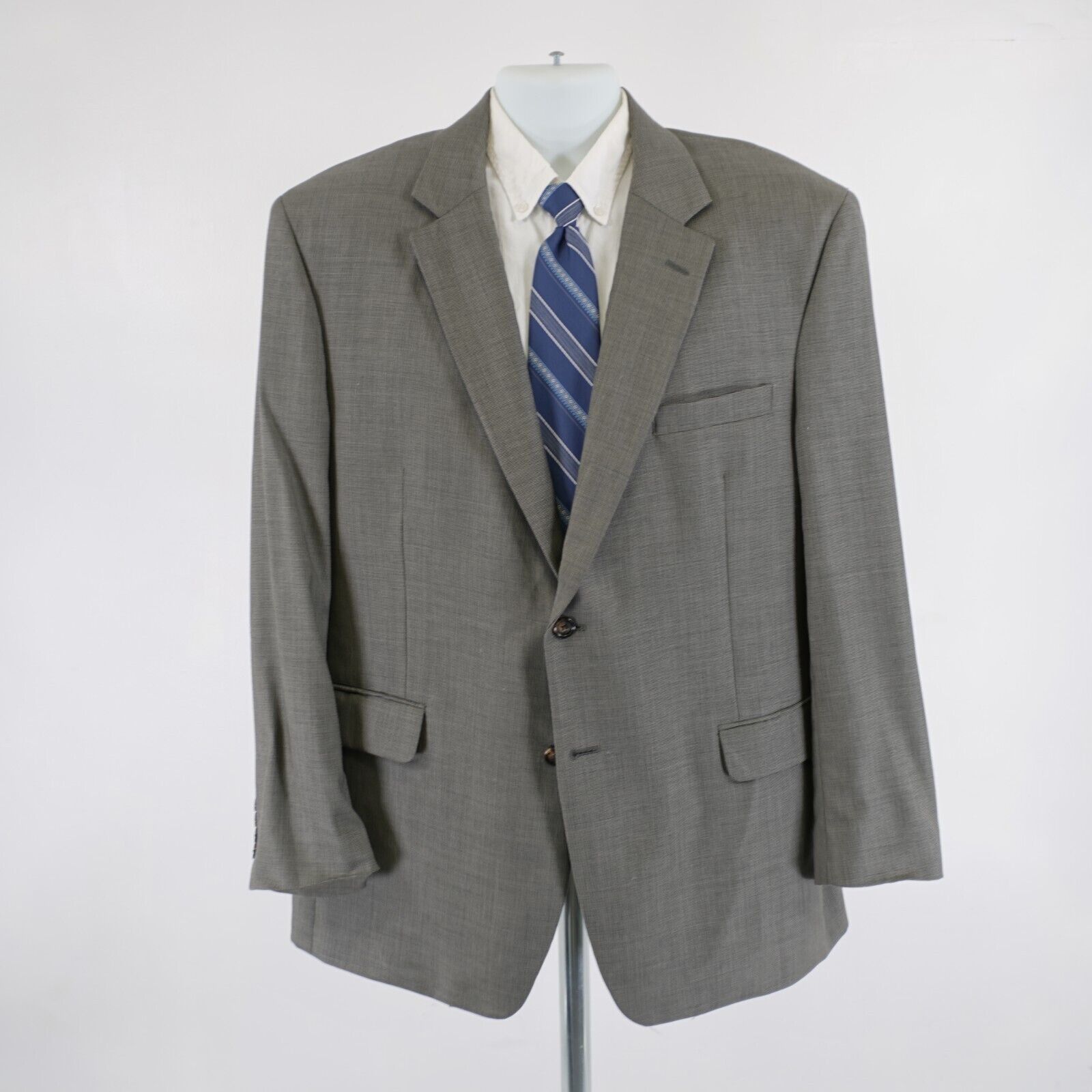 Jos. A. Bank Jos A Bank Textured Wool Beige Black Star Check 44R Blazer 2 Size 44R - 4 Thumbnail