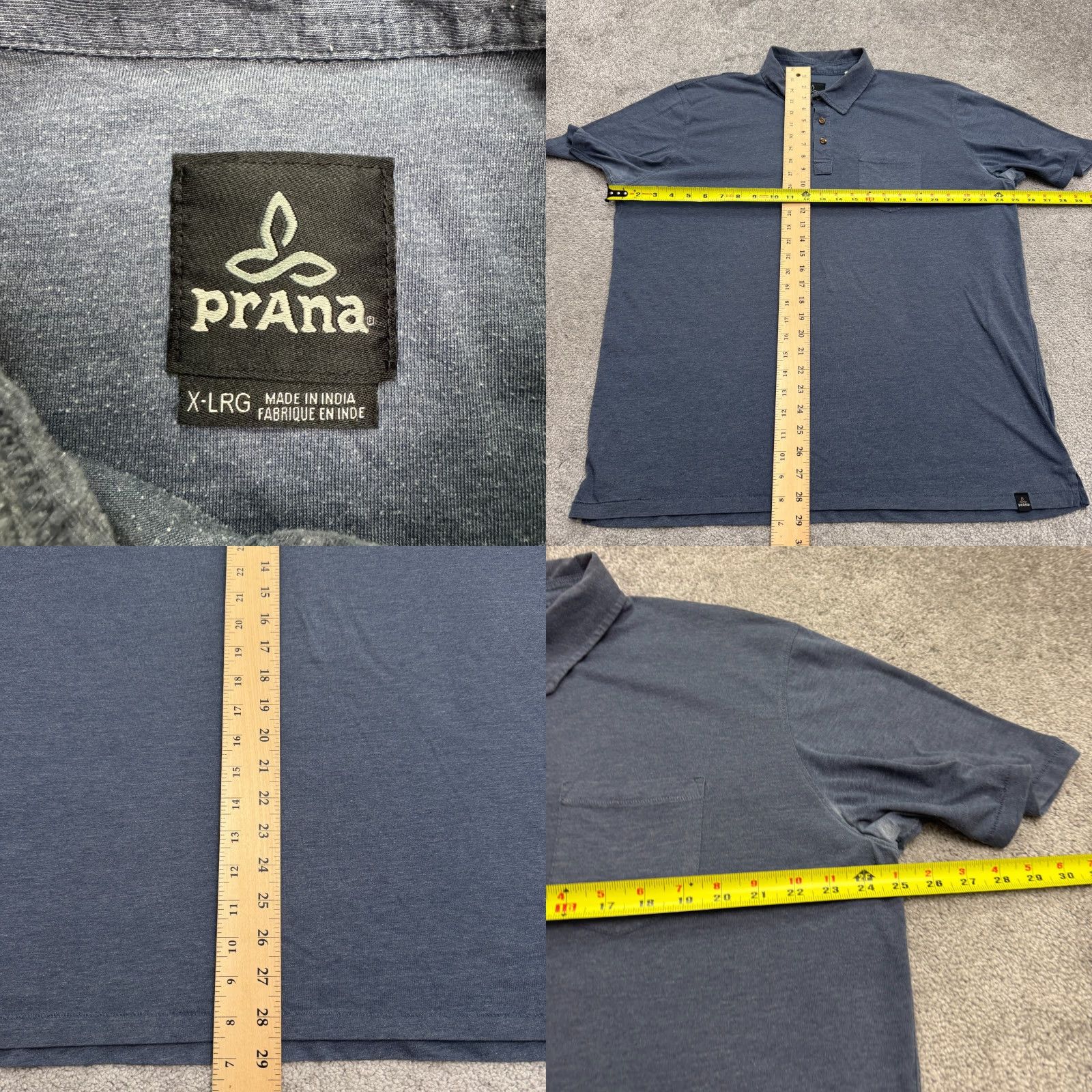 Prana prAna Polo Shirt Mens XL Blue Gray Short Sleeve Pocket Casual Outdoor Preppy Top Size US XL / EU 56 / 4 - 8 Thumbnail