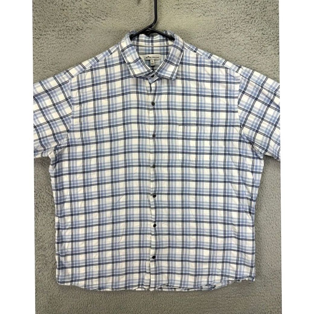 Peter Millar Peter Millar Shirt Mens XL Blue White Plaid 100% Cotton Button-Down Long Sleeve Shirt Mens XL Button-Down Plaid Cotton White/Blue Outdoors Size US XL / EU 56 / 4 - 2 Thumbnail