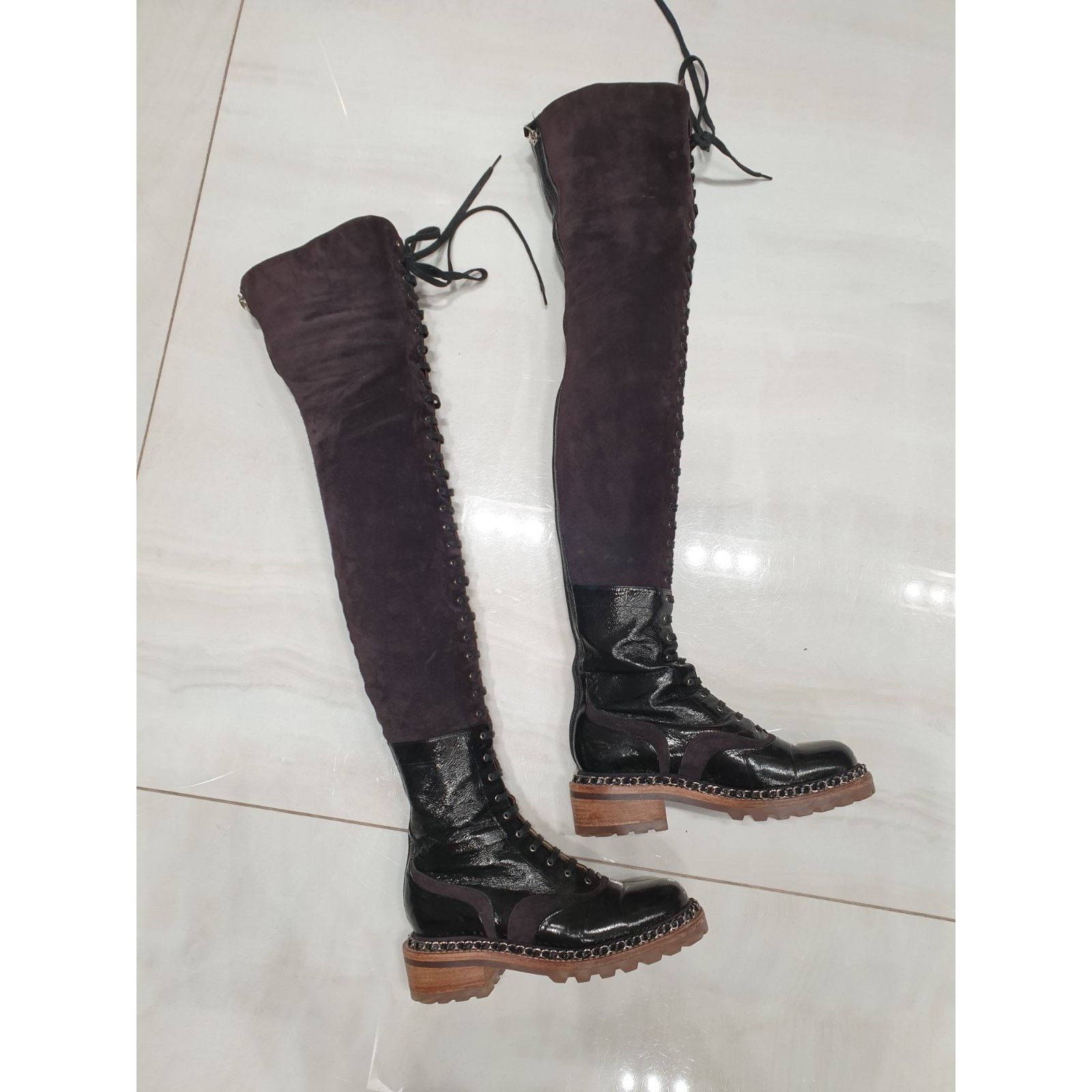 Chanel Chanel Paris-Salzburg Brown Suede Over-the-Knee Boots Sz.36 Size US 5 / IT 35 - 13 Thumbnail