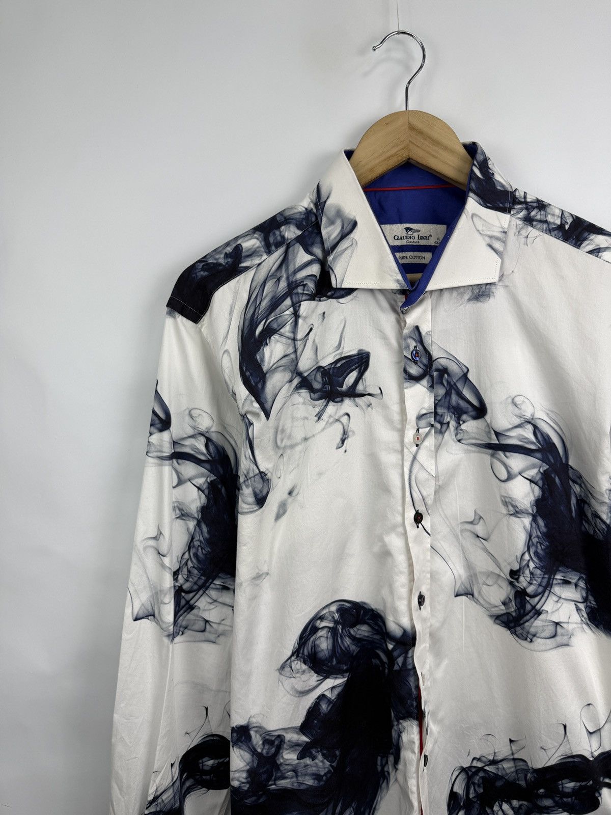 Other 🇬🇧 Claudio Lugli Couture Smoke Ink Print Shirt Luxury Rare Size US XL / EU 56 / 4 - 3 Thumbnail