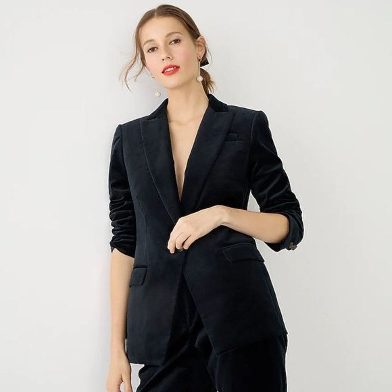 J.Crew J. Crew Willa Blazer Black Velvet BD005 Wednesday Addams Size XS / US 0-2 / IT 36-38 - 4 Thumbnail