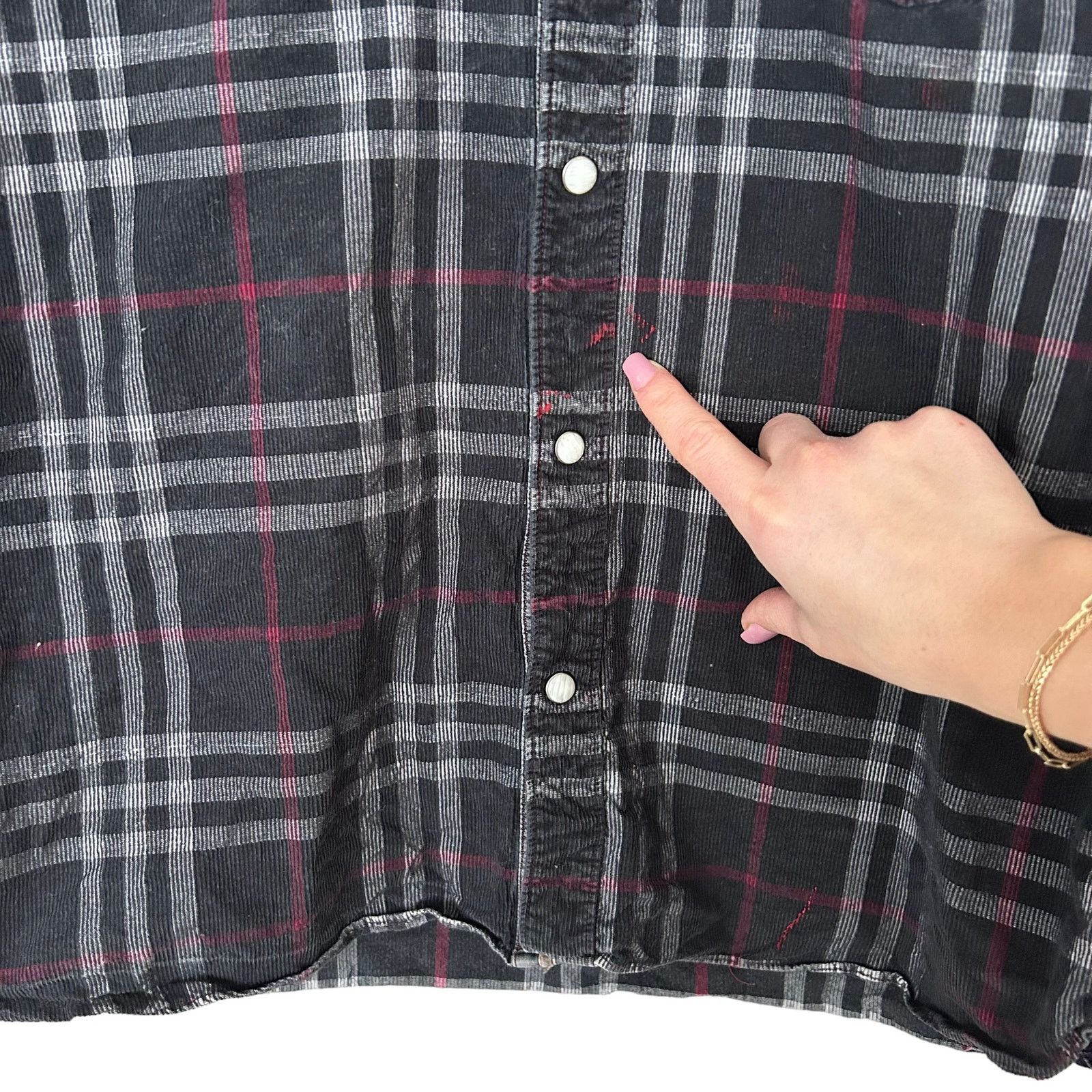 Other 32 Bar Blues Black Plaid Corduroy Snap Front Shirt Sz M Size US M / EU 48-50 / 2 - 4 Thumbnail