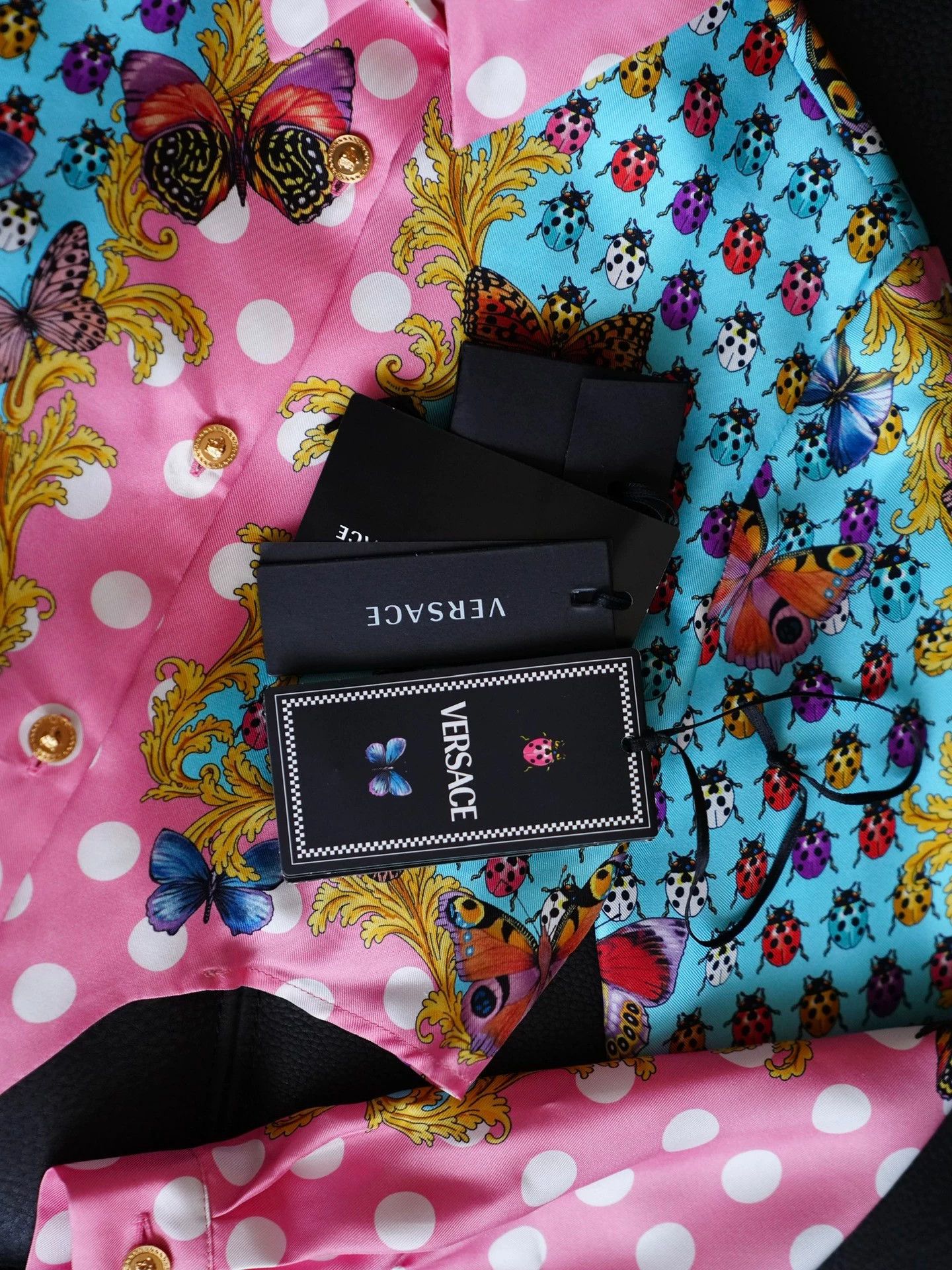 Versace VERSACE Ladybug Butterfly Silk Short Shirt 1995 Vtg Medusa Size XXS / US 00 / IT 34 - 5 Thumbnail