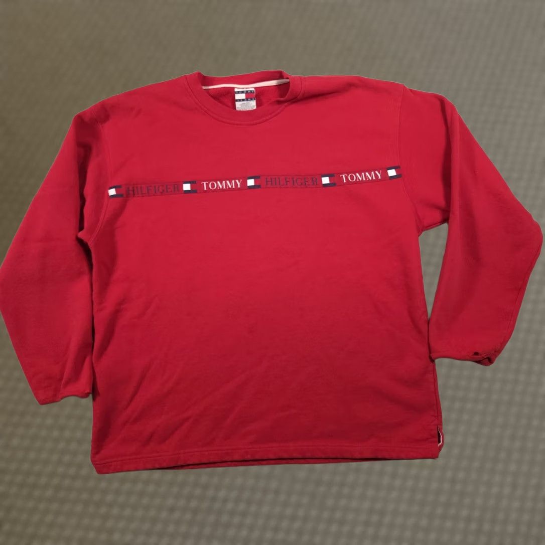 Tommy Hilfiger VINTAGE Tommy Hilfiger Tommy Jeans Sweatshirt Mens 2XL Red Crewneck Fleece 90s Size US XXL / EU 58 / 5 - 1 Thumbnail