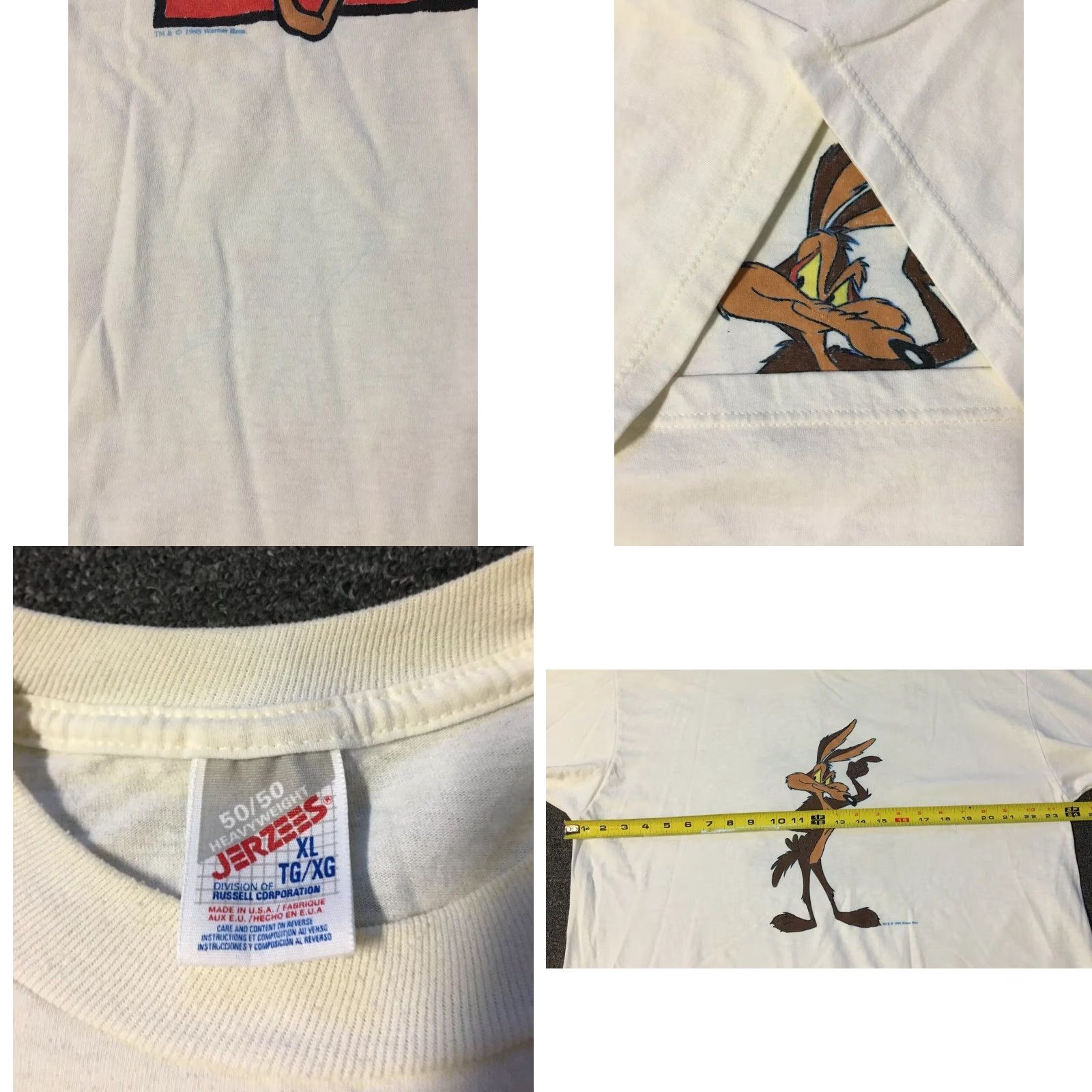 Vintage VINTAGE 90s Wile E Coyote Roadrunner T-Shirt XL White Nike? Size US XL / EU 56 / 4 - 8 Thumbnail